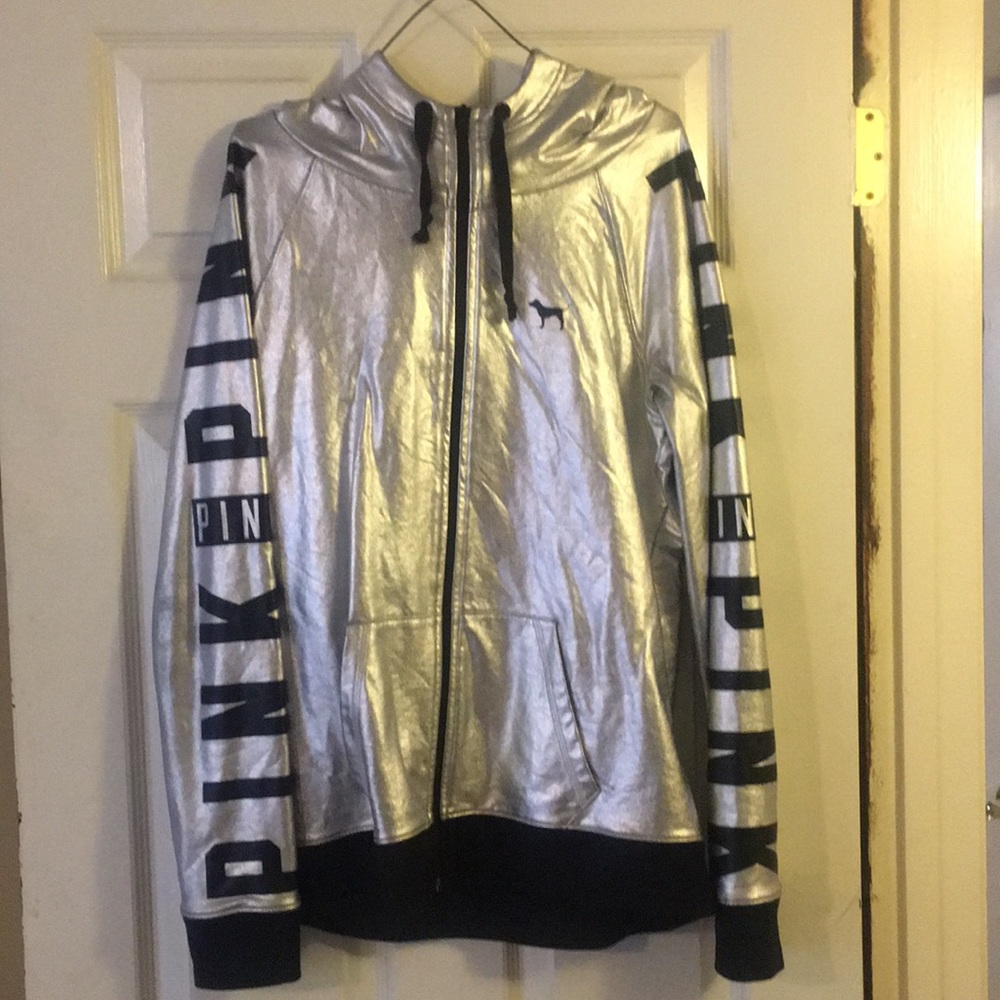 Silver zip up hoodie